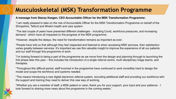 musculoskeletal msk transformation programme