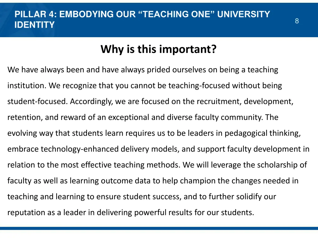 pillar 4 embodying our teaching one university