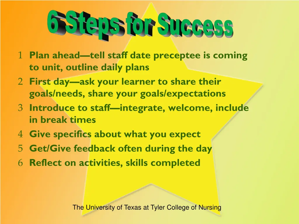 1 plan ahead tell staff date preceptee is coming