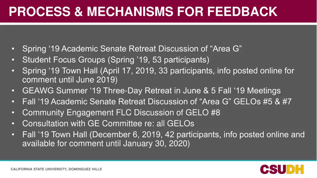 process mechanisms for feedback