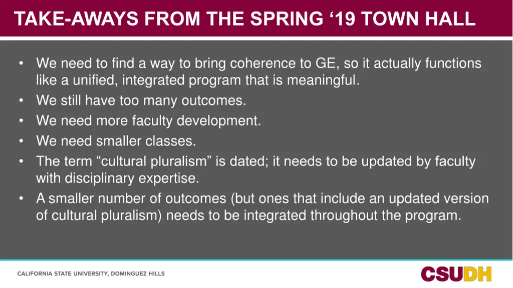 take aways from the spring 19 town hall