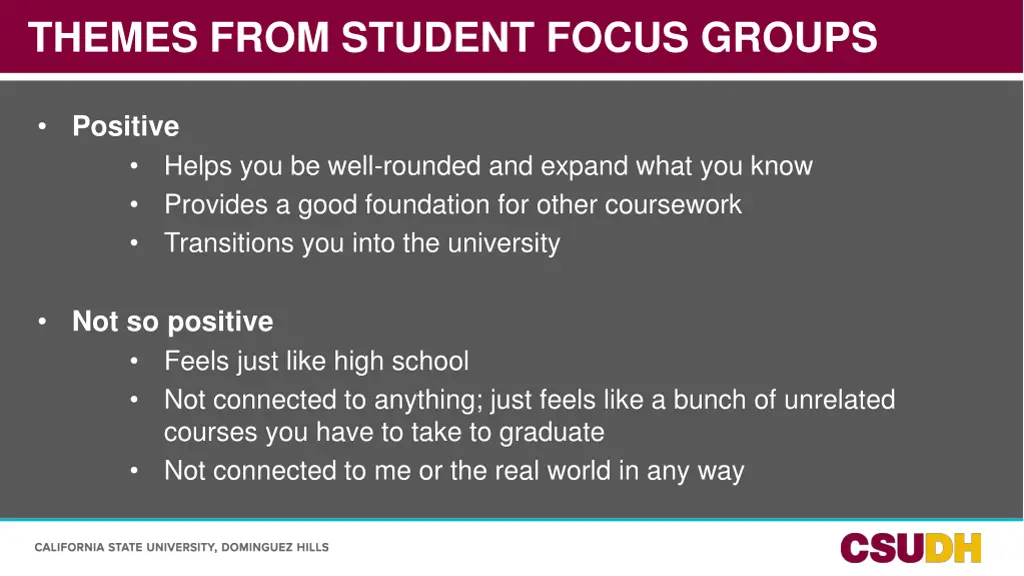 themes from student focus groups