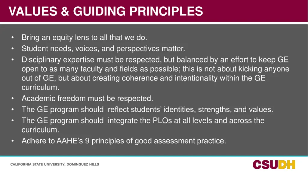 values guiding principles