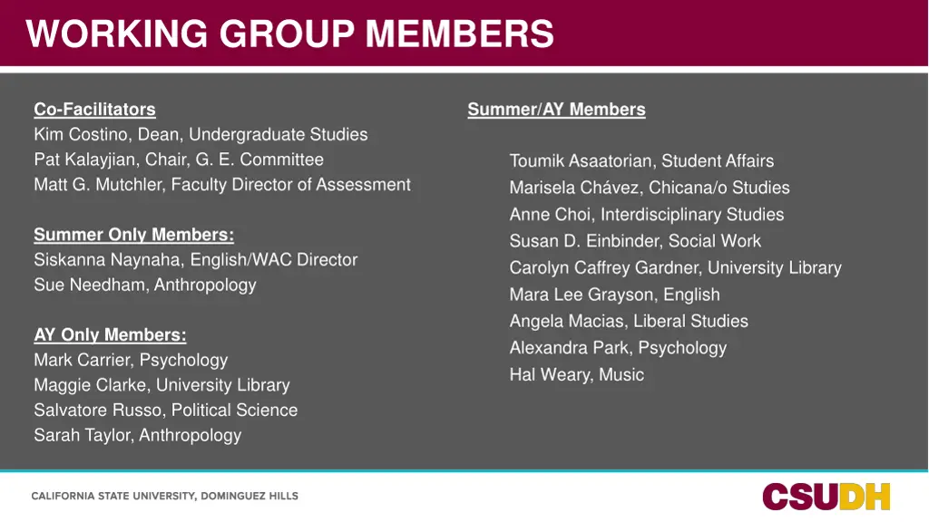 working group members