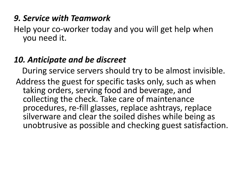 9 service with teamwork help your co worker today