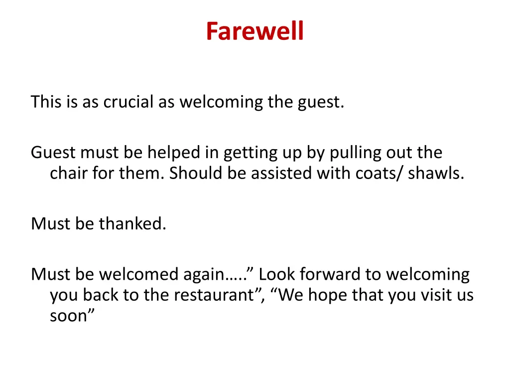 farewell