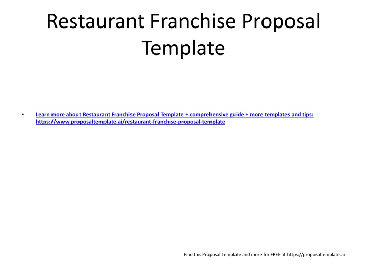 restaurant franchise proposal template