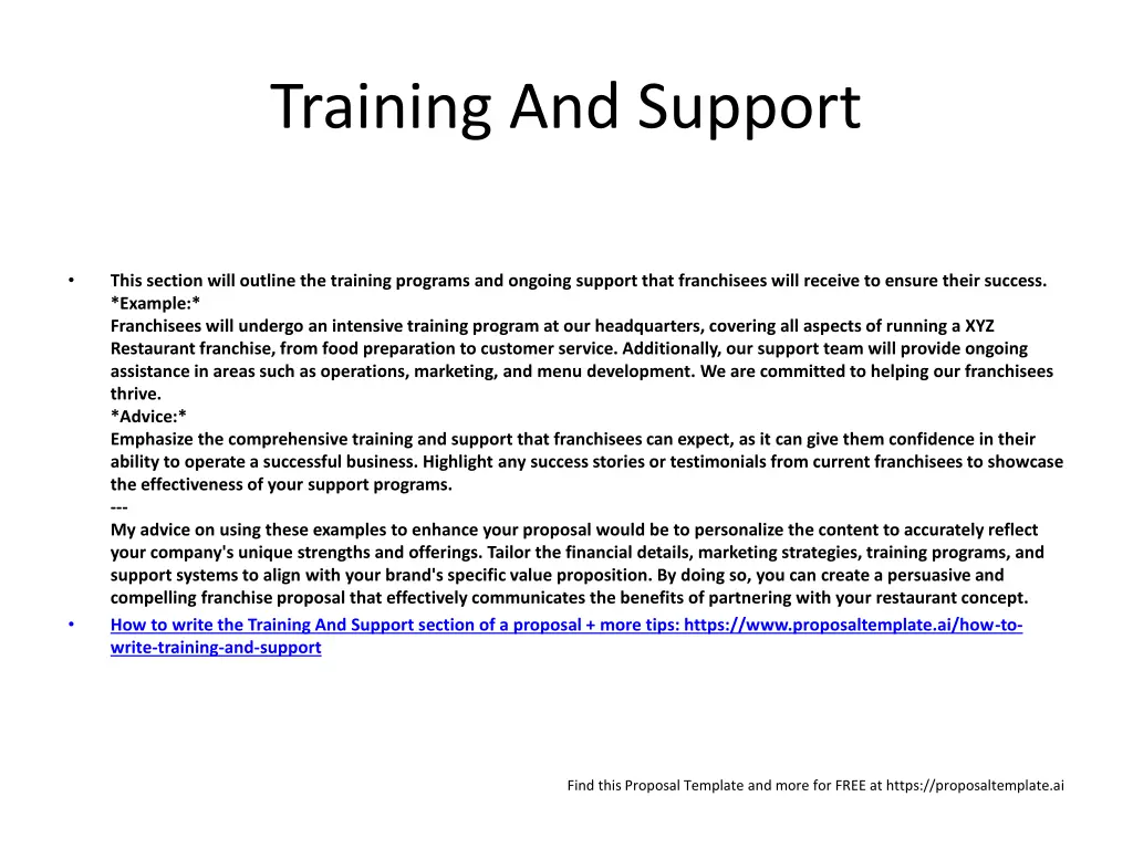 training and support