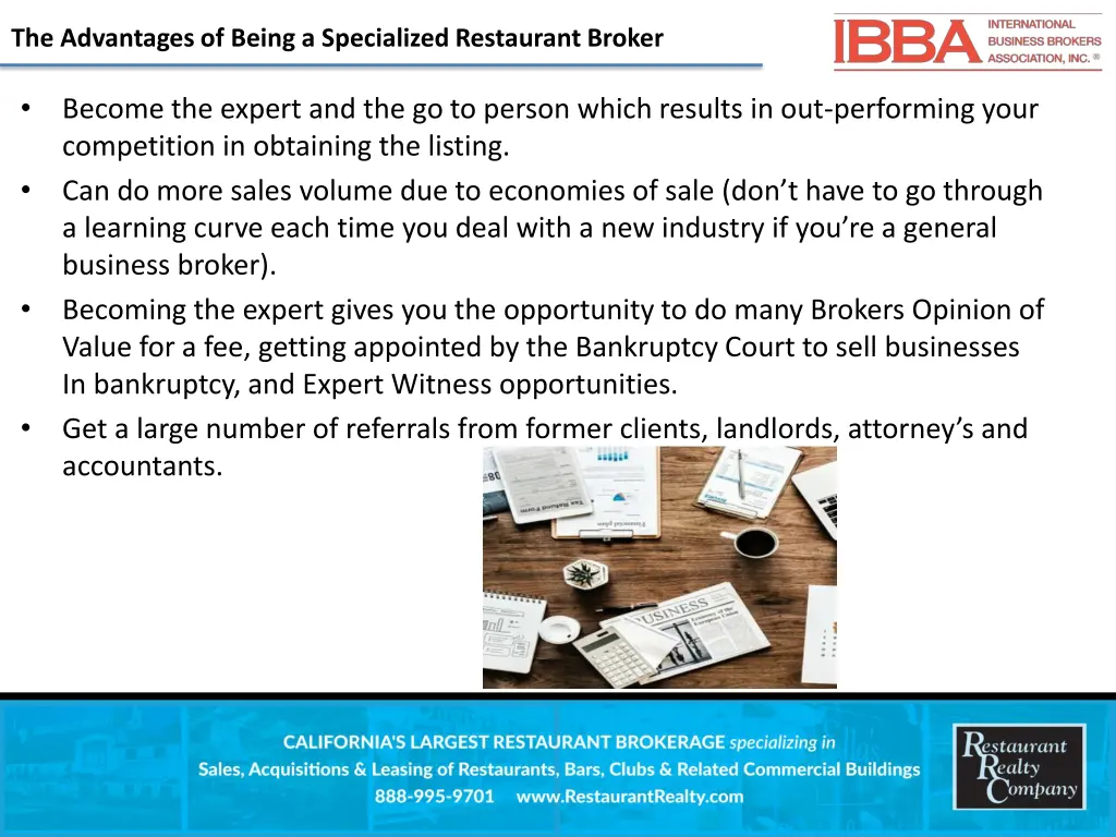 the advantages of being a specialized restaurant