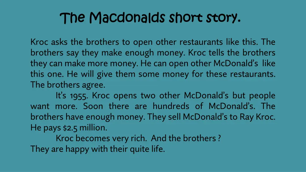 the mac the macd donalds short story onalds short 1