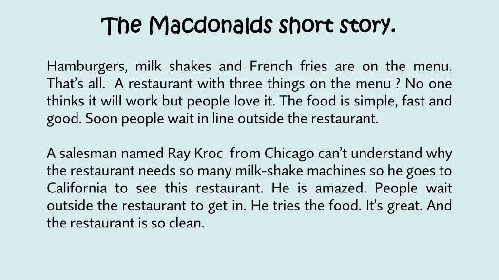 the mac the macd donalds short story onalds short