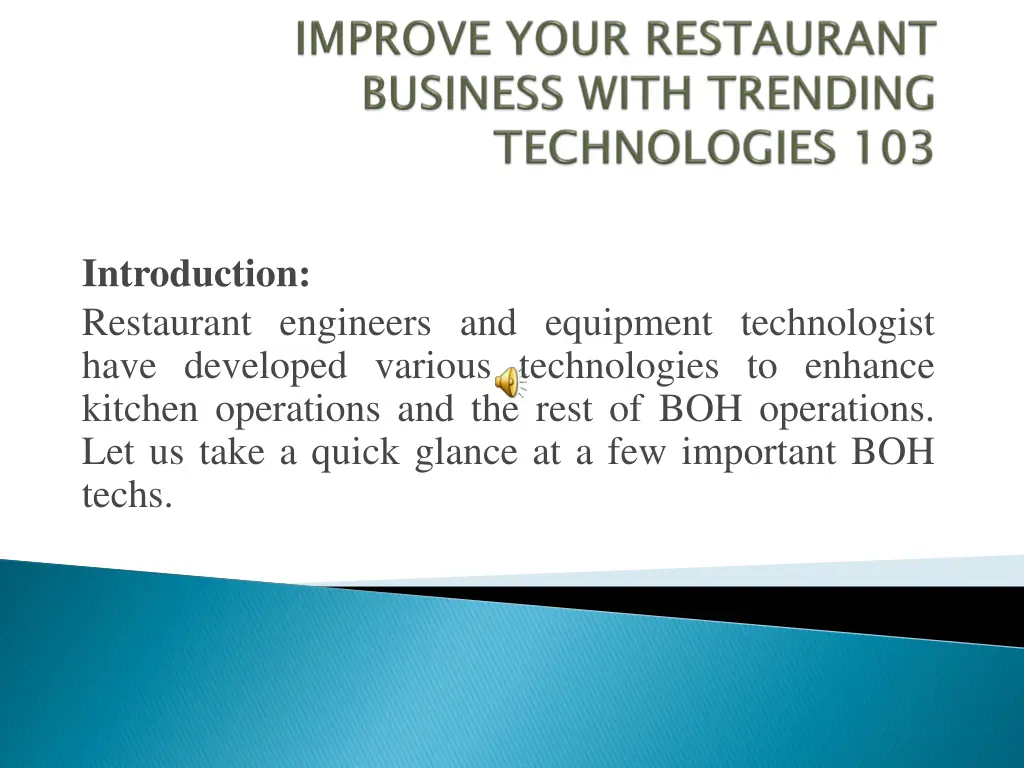 introduction restaurant engineers and equipment