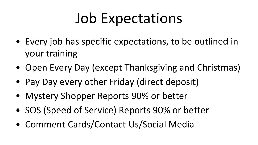 job expectations