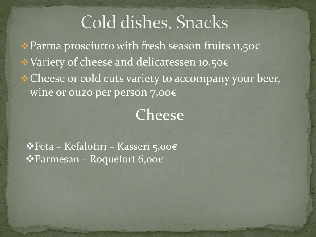 cold dishes snacks