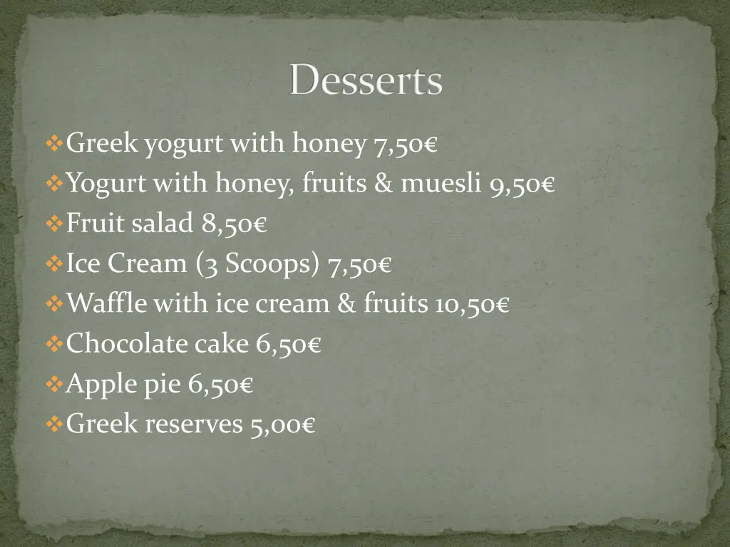 desserts