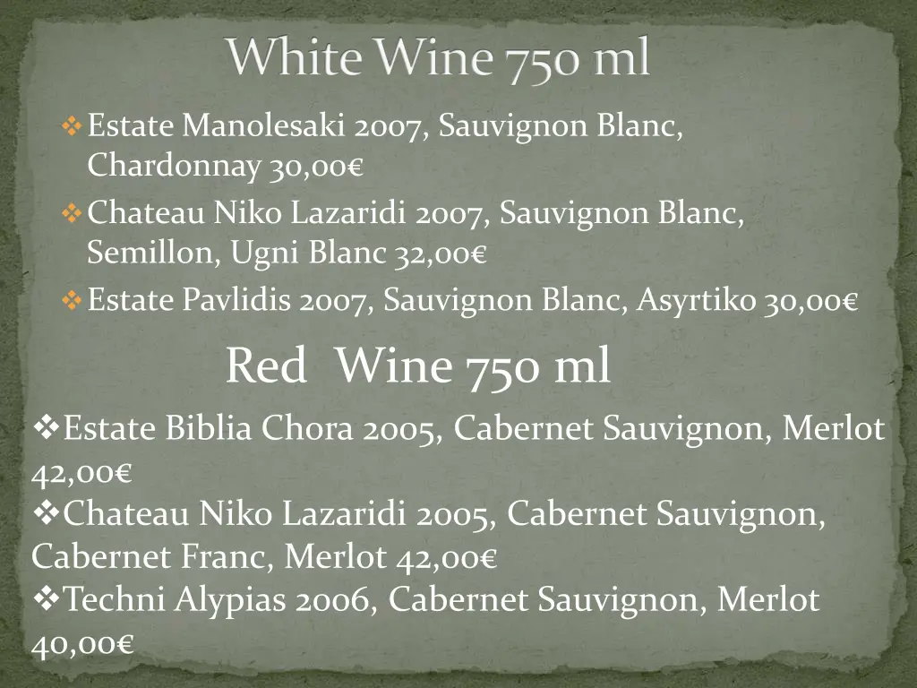 white wine 750 ml