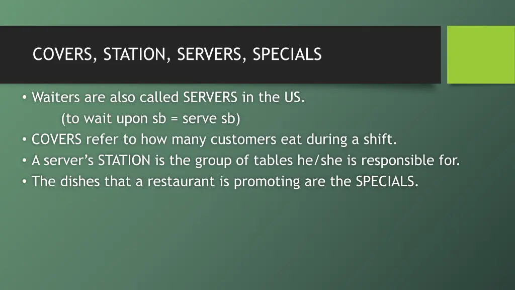 covers station servers specials 1