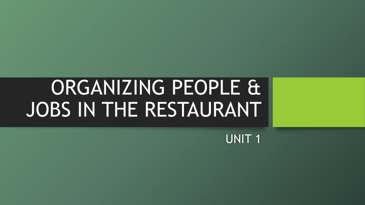 organizing people jobs in the restaurant