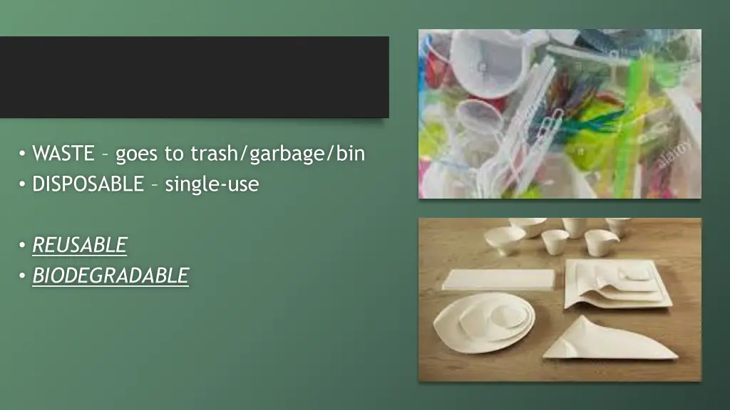 waste goes to trash garbage bin disposable single