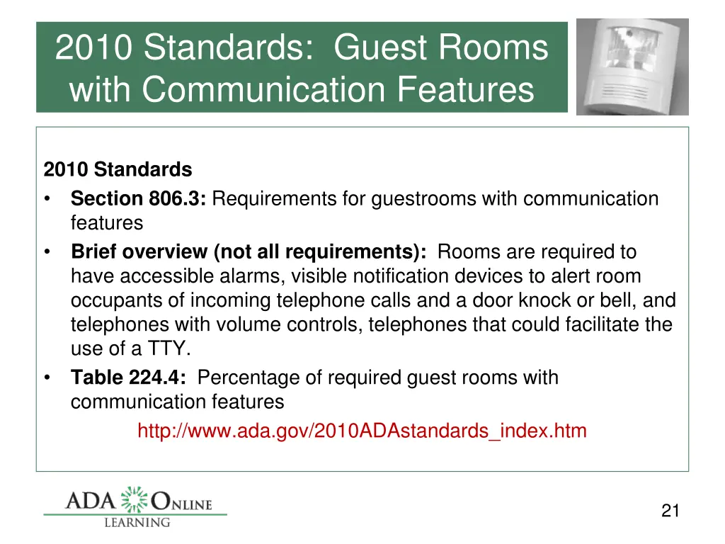 2010 standards guest rooms with communication