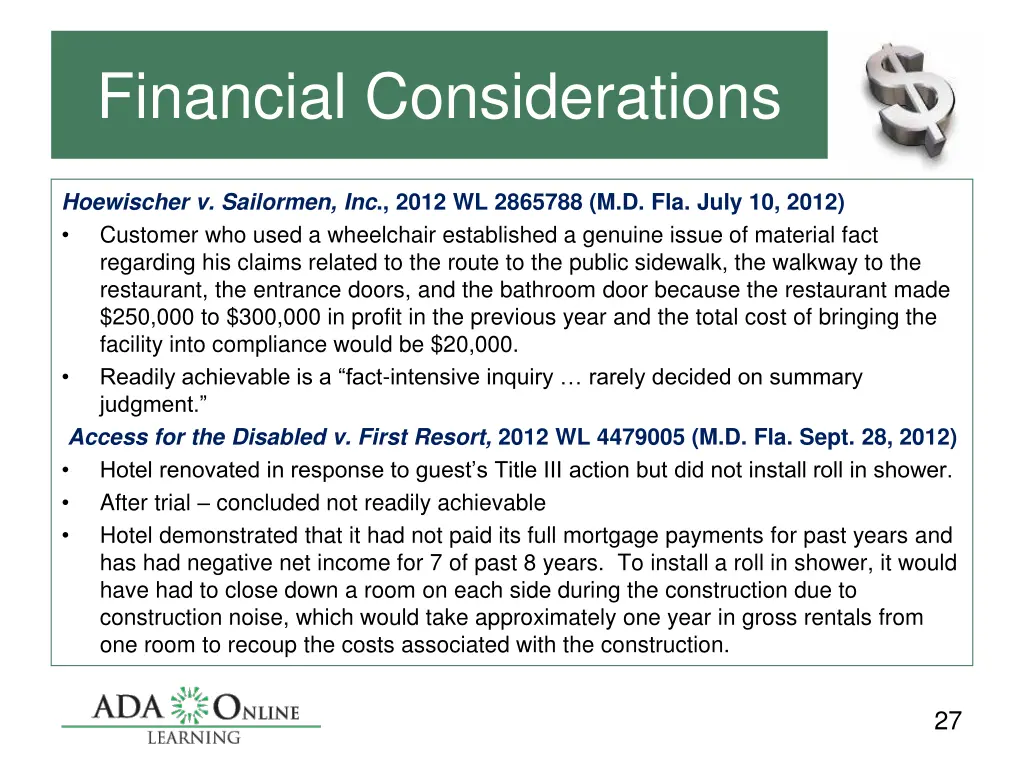 financial considerations