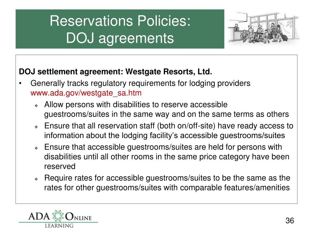 reservations policies doj agreements