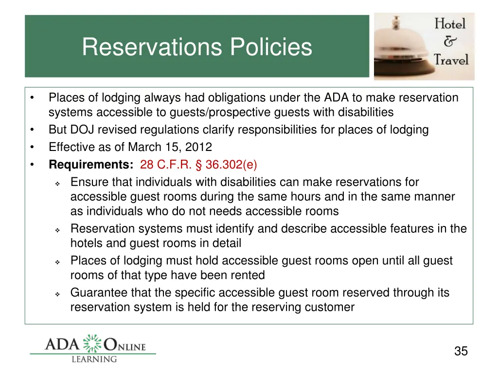 reservations policies