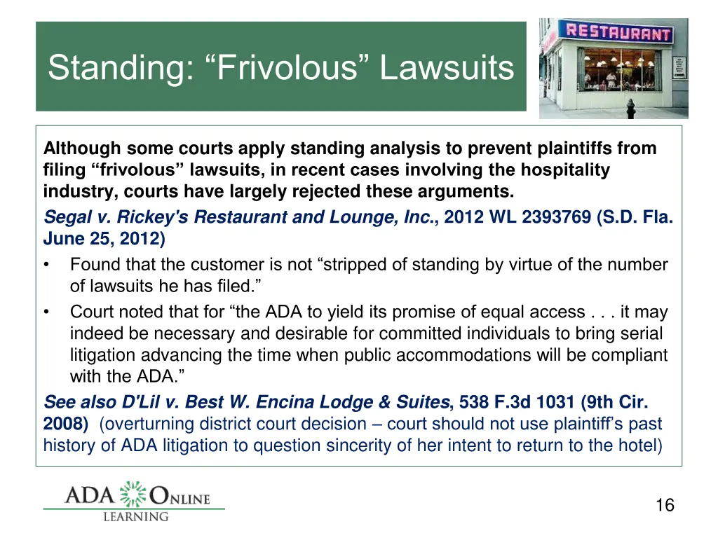 standing frivolous lawsuits