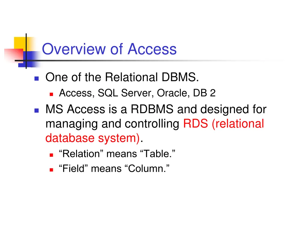 overview of access