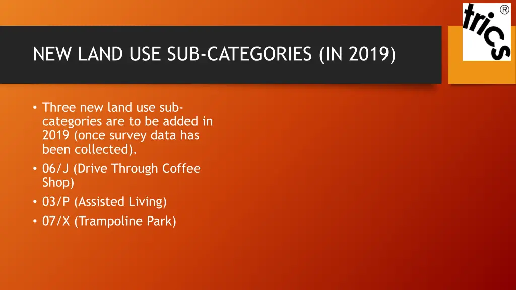 new land use sub categories in 2019