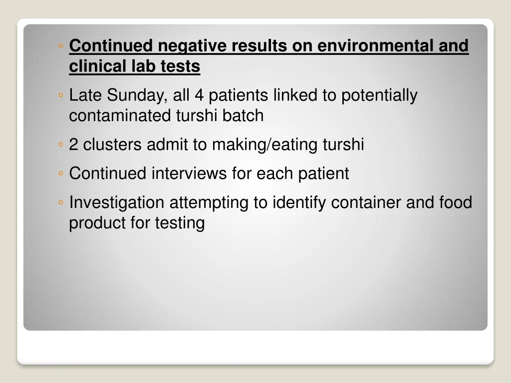 continued negative results on environmental