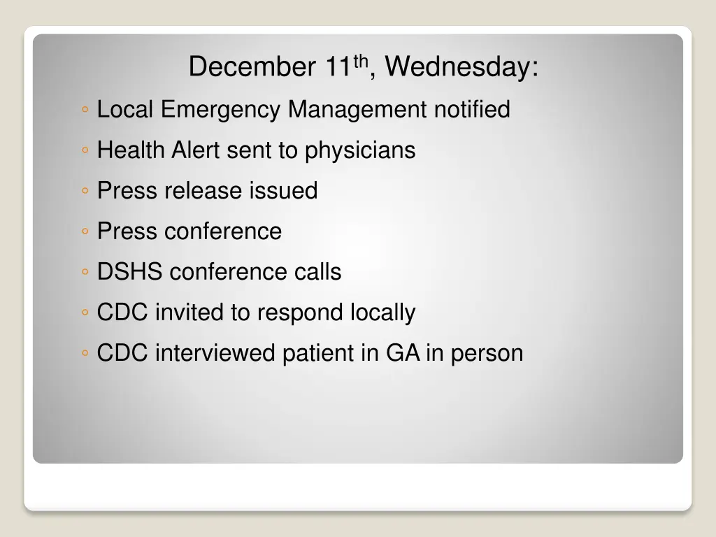 december 11 th wednesday local emergency