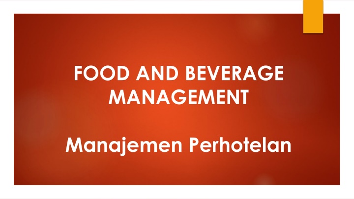 food and beverage management