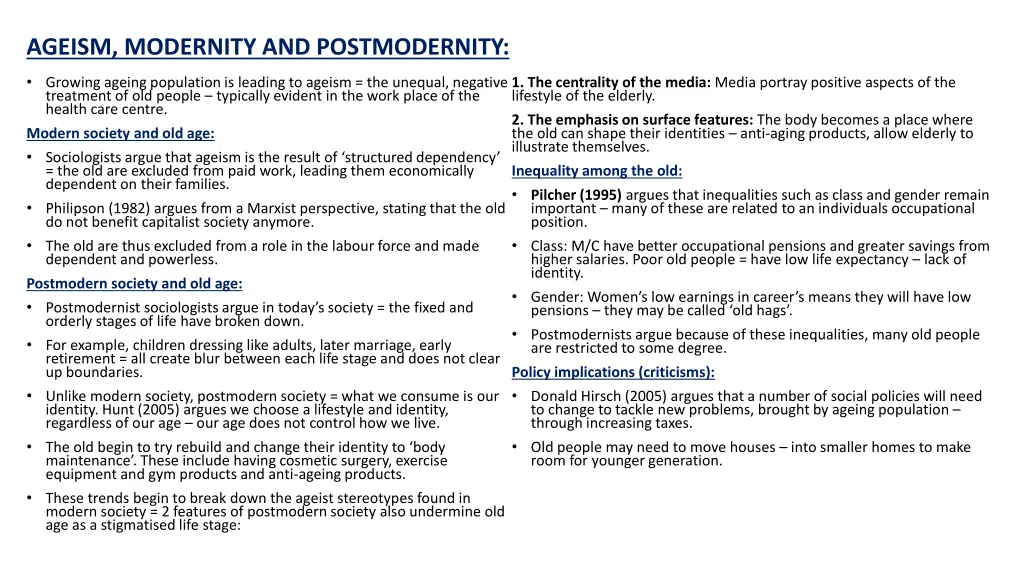 ageism modernity and postmodernity