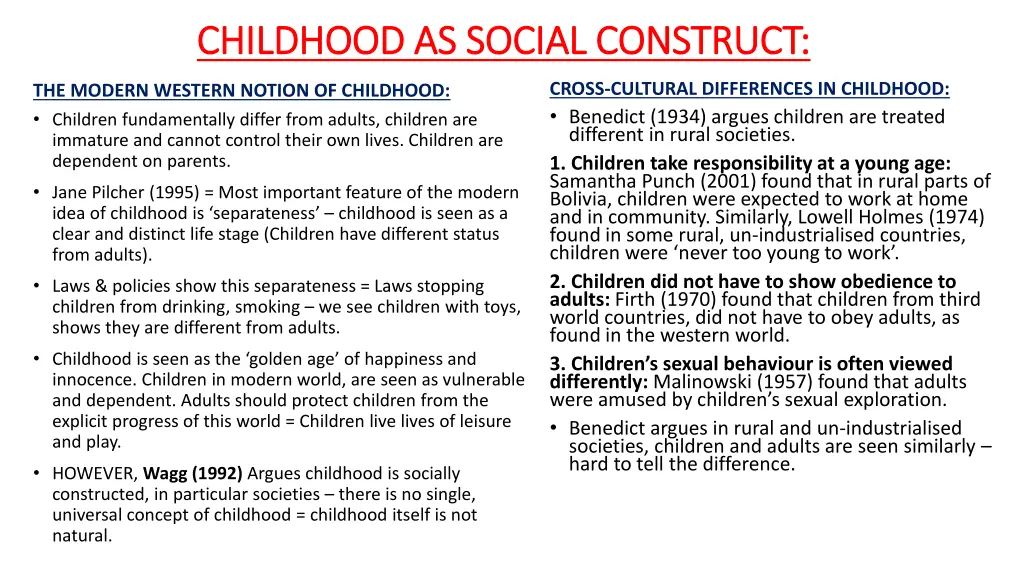 childhood as social construct childhood as social