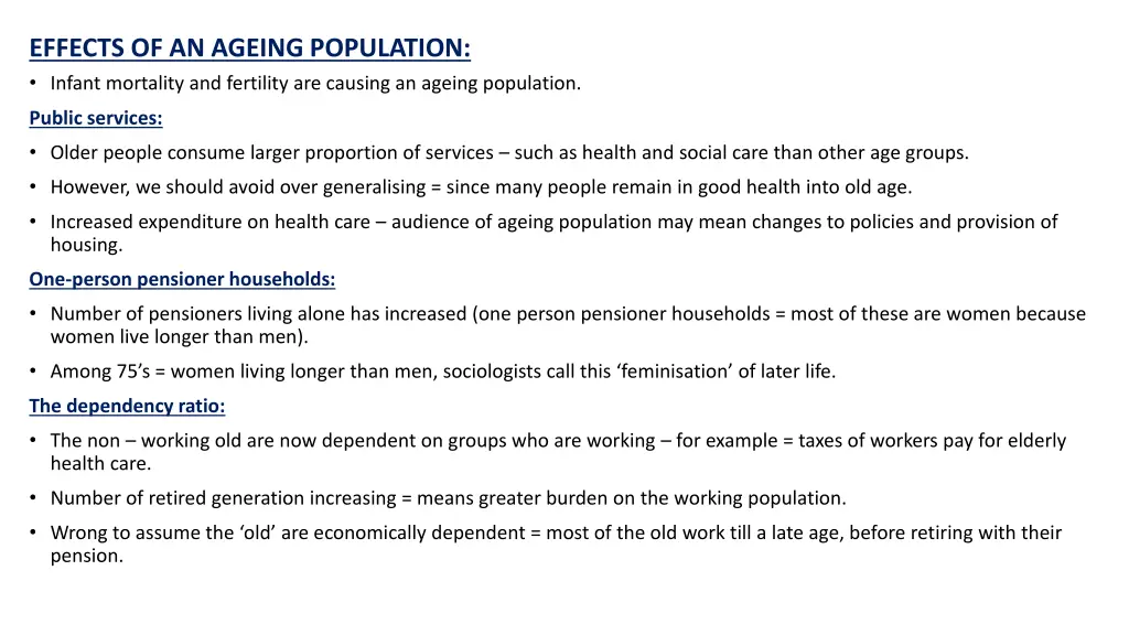 effects of an ageing population infant mortality