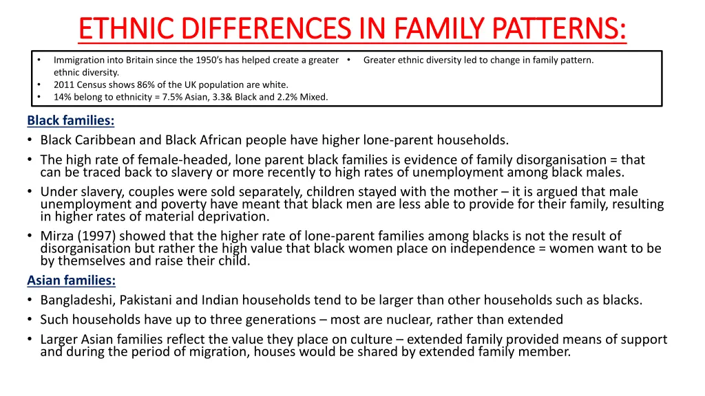 ethnic differences in family patterns ethnic