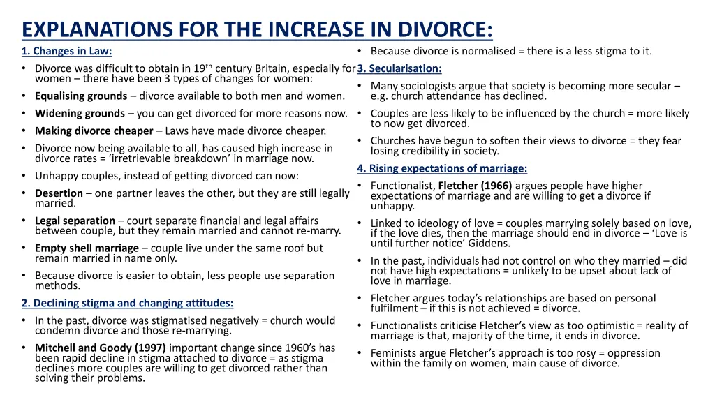 explanations for the increase in divorce