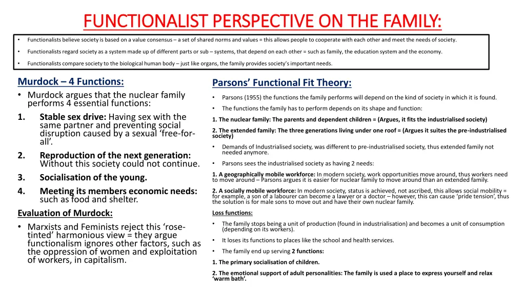 functionalist perspective on the family