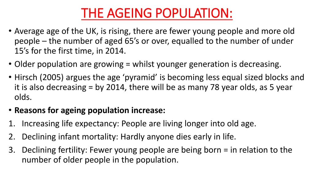 the ageing population the ageing population