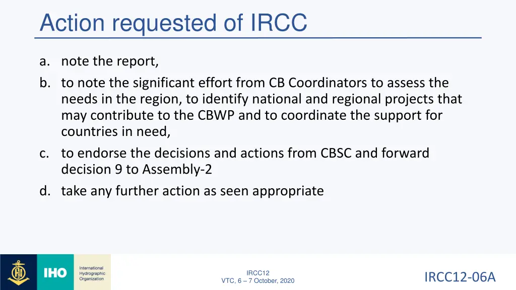 action requested of ircc