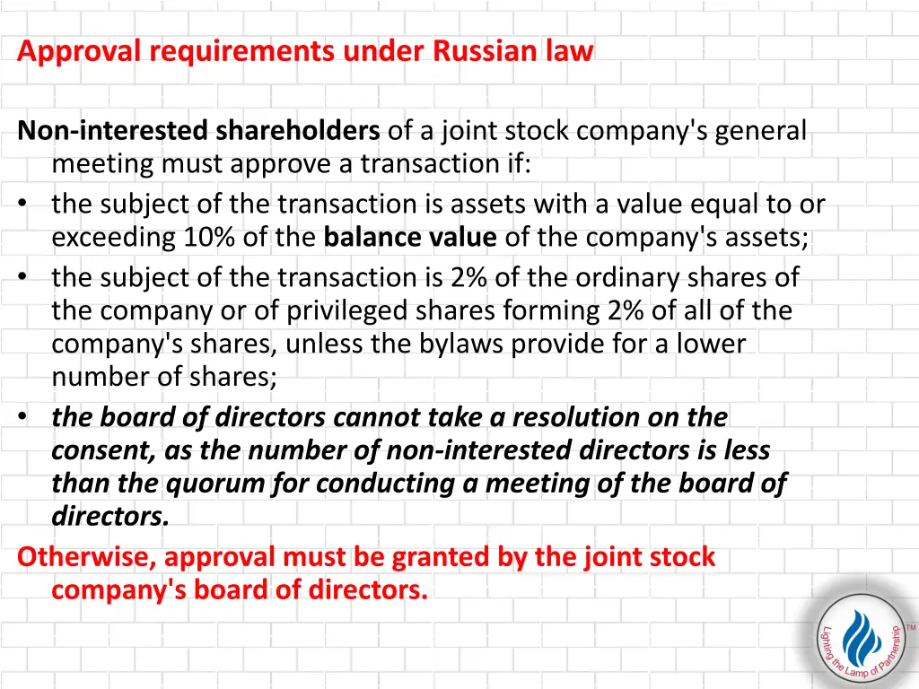 approval requirements under russian law