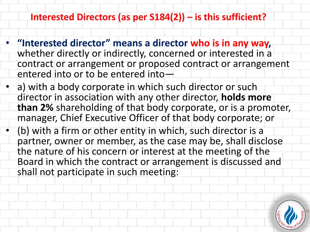 interested directors as per s184 2 is this