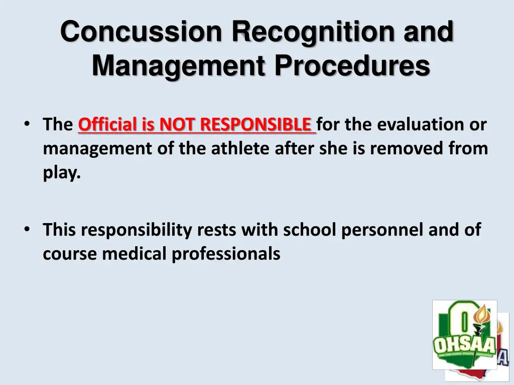 concussion recognition and management procedures