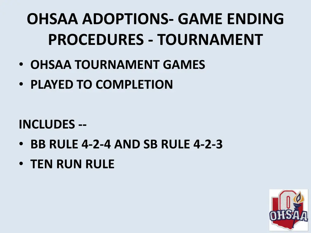 ohsaa adoptions game ending procedures tournament