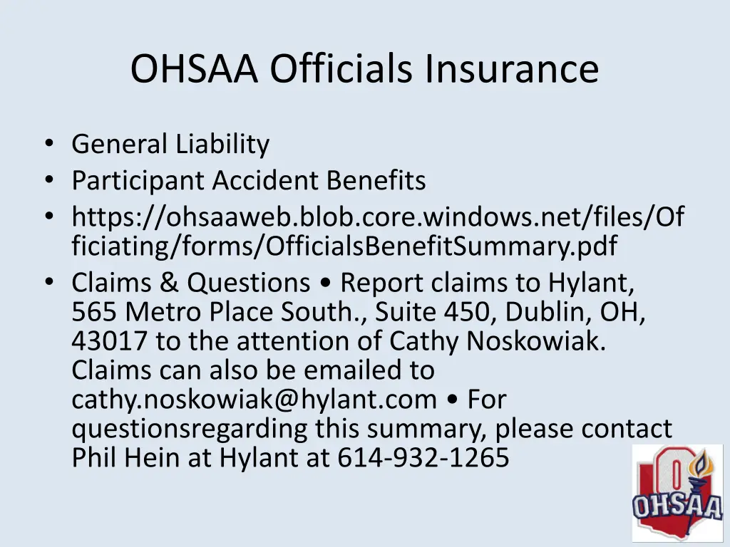 ohsaa officials insurance