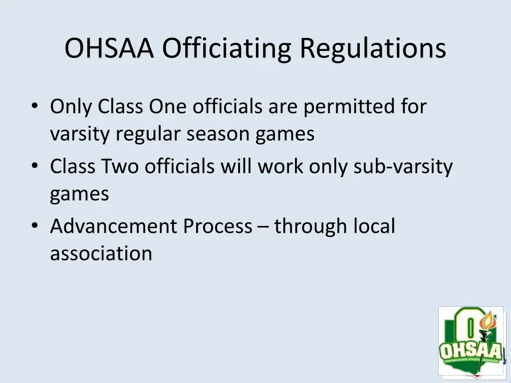 ohsaa officiating regulations