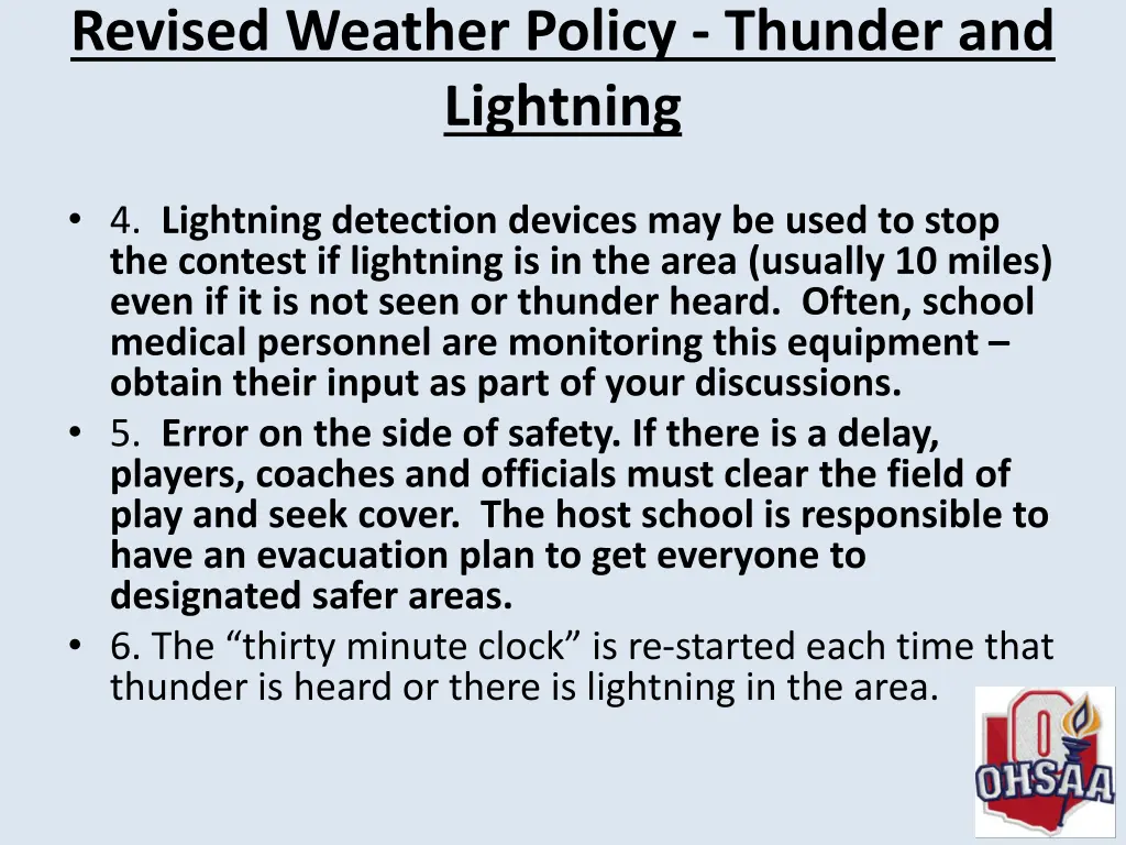 revised weather policy thunder and lightning 2