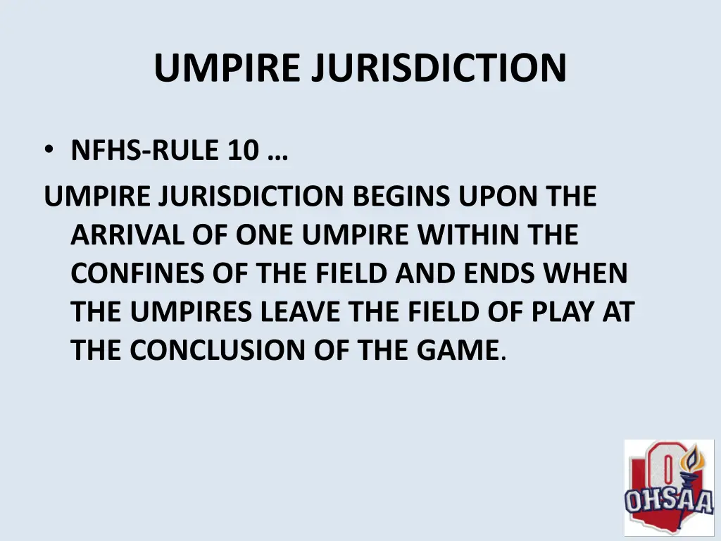 umpire jurisdiction