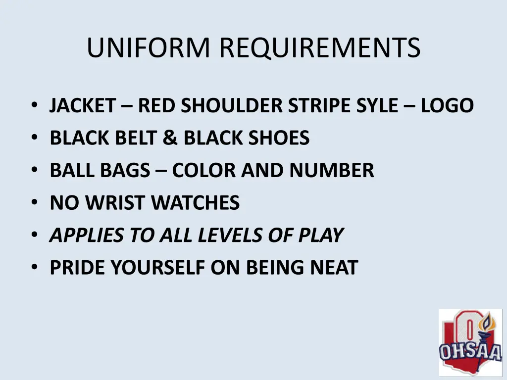 uniform requirements 2